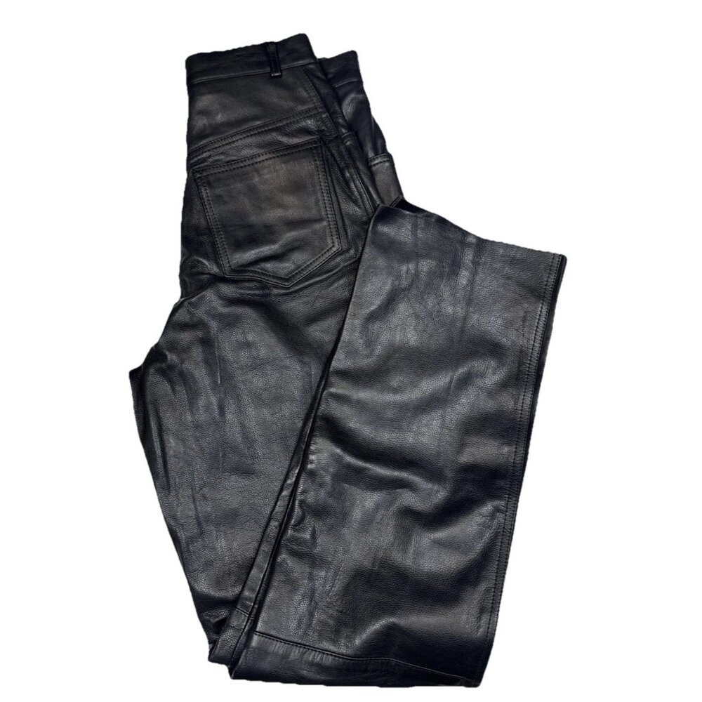 Bodø Christensen Women’s Black Leather Pants Size 6 Broken Zipper Straight Leg